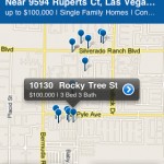 Property listings on a map in Realty.com for the iPhone 